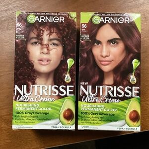 Garnier Nutrisse Ultra Creme 56 Rich Auburn 66 True Red Permanent Color Bundle